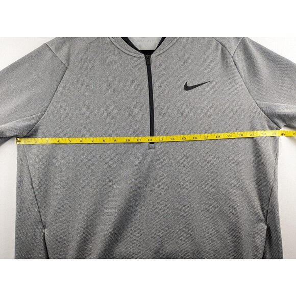 NIKE Dri-Fit 1/4 Zip Pullover Fleece Lined Sweatshirt Men's Large Gray Logo - Picture 3 of 9
